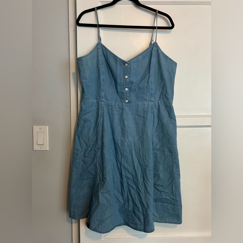 GAP Blue Denim Spaghetti Strap Dress